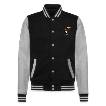 Penguin with umbrella in your desired colours - College Sweat Jacket - black/heather grey - Front - Nik (191cm) & Marisol (170cm)
