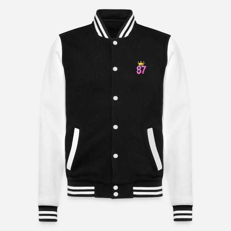 87 Numéro Jersey Couronne - Veste Teddy - noir/blanc