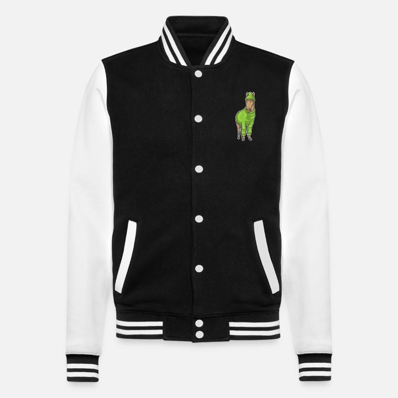 Pferd Pullover Mütze - College-Sweatjacke - Schwarz/Weiß
