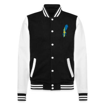 Sweden Outline Map Flag Scandinavia Flag - College Sweat Jacket - black/white - Front - Nik (191cm) & Marisol (170cm)