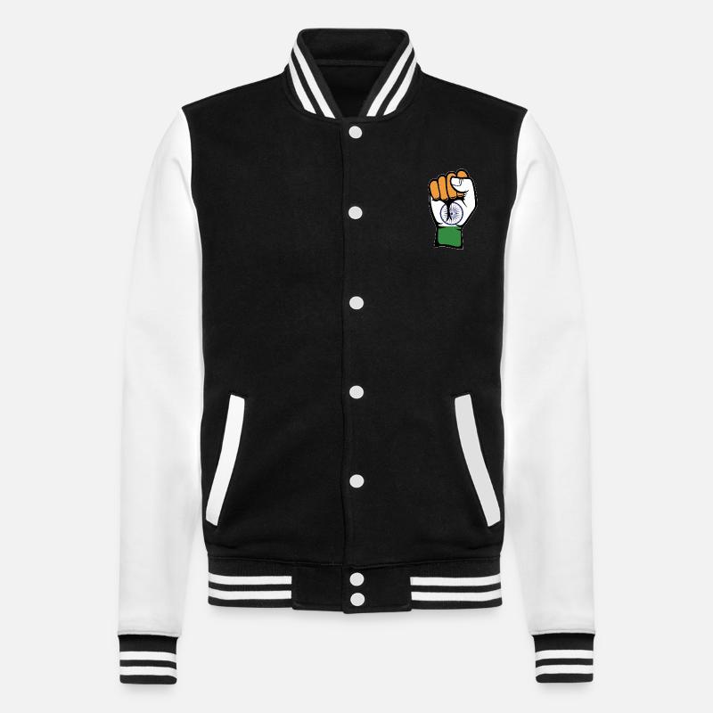Poing du drapeau de l’Inde - Veste Teddy - noir/blanc