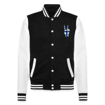 Drapeau de la Finlande Symbole de la victoire de la paix - Veste Teddy - noir/blanc - Devant - Nik (191cm) & Marisol (170cm)