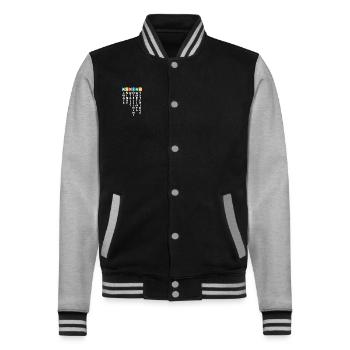Support Autism Awareness Month Puzzle Piece - College Sweat Jacket - black/heather grey - Front - Nik (191cm) & Marisol (170cm)