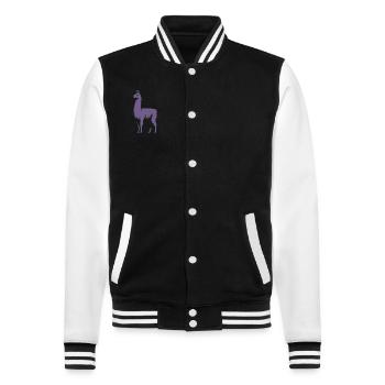 Llama Silhouette - College Sweat Jacket - black/white - Front - Nik (191cm) & Marisol (170cm)