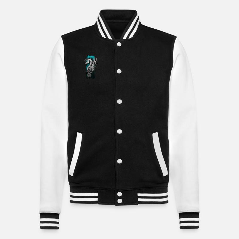 Himmlisches Ross: Geflügeltes Pferd schwebt - College-Sweatjacke - Schwarz/Weiß