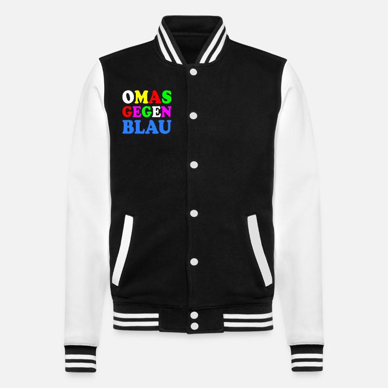 Omas gegen blau - College-Sweatjacke - Schwarz/Weiß