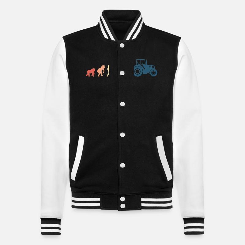 Retro tractor evolution - College Sweat Jacket - black/white