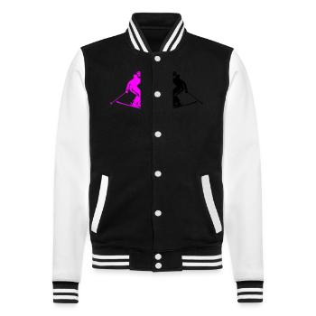 Skiing Skiing Woman Silhouette - College Sweat Jacket - black/white - Front - Nik (191cm) & Marisol (170cm)