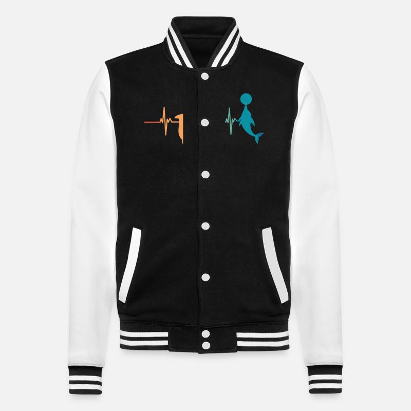 Dolphin heartbeat - College Sweat Jacket - black/white