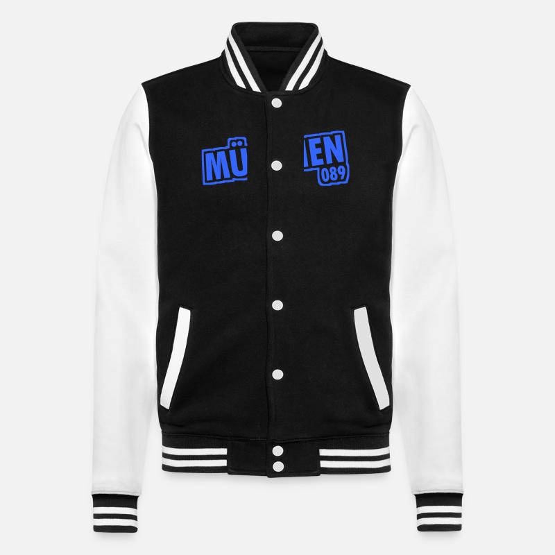 Munich - 089 - Bavaria - Isar - Bavarian - College Sweat Jacket - black/white