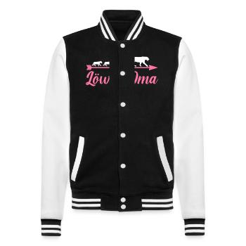 Großmutter Löwen Oma - College-Sweatjacke - Schwarz/Weiß - Vorne - Nik (191cm) & Marisol (170cm)