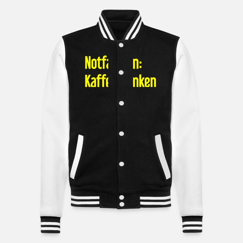 Kaffee-Notfallplan - College-Sweatjacke - Schwarz/Weiß