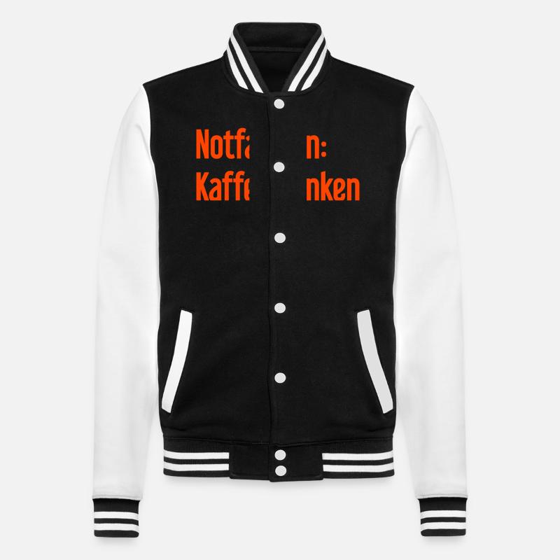 Kaffee-Notfallplan - College-Sweatjacke - Schwarz/Weiß
