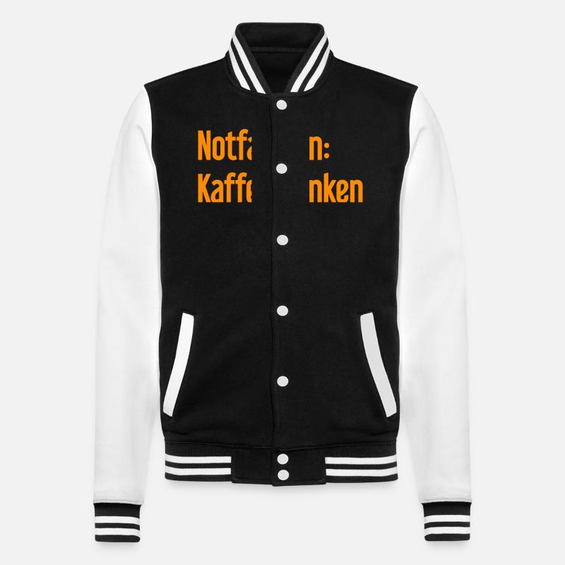 Kaffee-Notfallplan - College-Sweatjacke - Schwarz/Weiß
