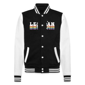 Les Bee An - Fierté lesbienne LGBT - Mais d’abord, - Veste Teddy - noir/blanc - Devant - Nik (191cm) & Marisol (170cm)