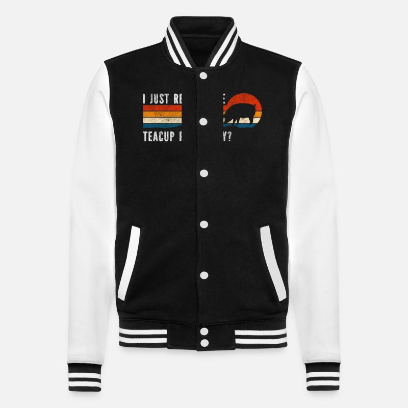 Teacup Curly Tail Pig - College Sweat Jacket - black/white