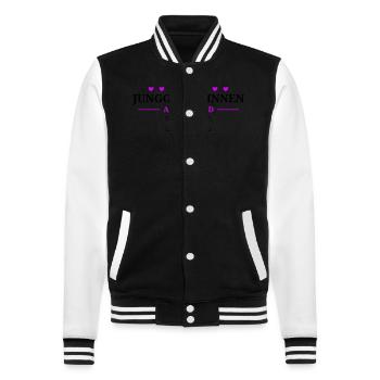 Jga 2024 Junggesellinnenabschied - College-Sweatjacke - Schwarz/Weiß - Vorne - Nik (191cm) & Marisol (170cm)