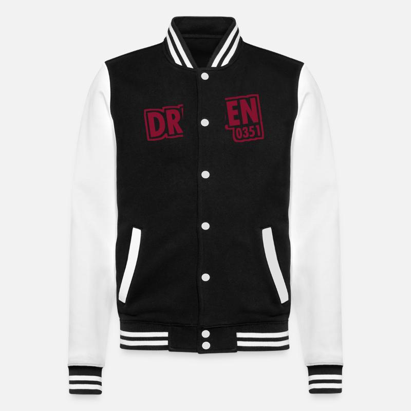 Dresden - 0351 - Area Code - Saxony - College Sweat Jacket - black/white