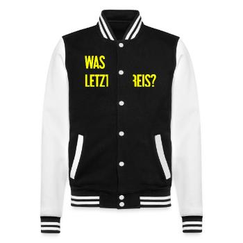 Was ist letzter Preis? - College-Sweatjacke - Schwarz/Weiß - Vorne - Nik (191cm) & Marisol (170cm)
