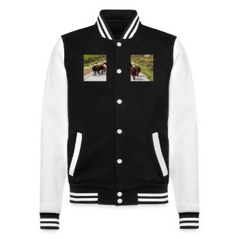 Bergziege im Nationalpark Park Insel Kos - College-Sweatjacke - Schwarz/Weiß - Vorne - Nik (191cm) & Marisol (170cm)