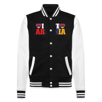 Drapeau arménien Arménie - Veste Teddy - noir/blanc - Devant - Nik (191cm) & Marisol (170cm)