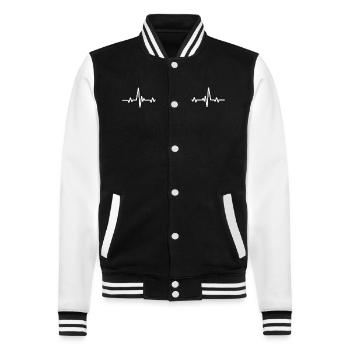 Basketball Herzschlag Basketballspieler Sportler - College-Sweatjacke - Schwarz/Weiß - Vorne - Nik (191cm) & Marisol (170cm)