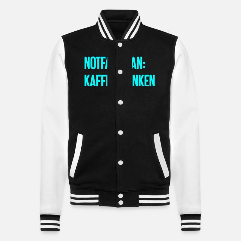 Kaffee-Notfallplan - College-Sweatjacke - Schwarz/Weiß