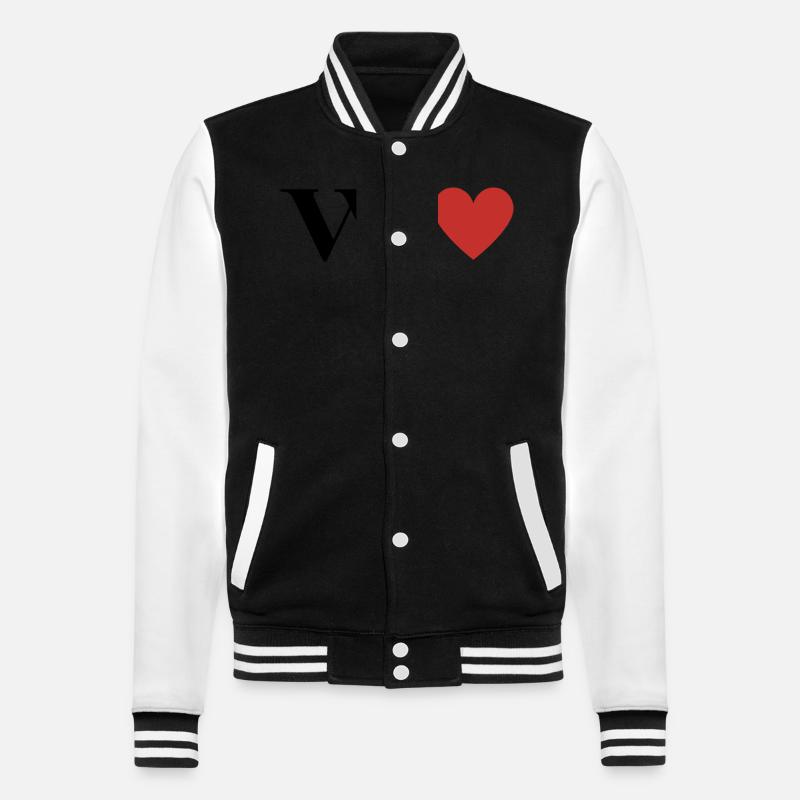 Buchstabe w Rotes Herz - College-Sweatjacke - Schwarz/Weiß