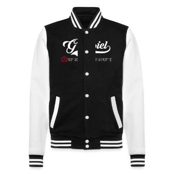 Greetsiel Koordinaten - College-Sweatjacke - Schwarz/Weiß - Vorne - Nik (191cm) & Marisol (170cm)