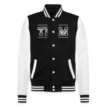 Team - College-Sweatjacke - Schwarz/Weiß - Vorne - Nik (191cm) & Marisol (170cm)