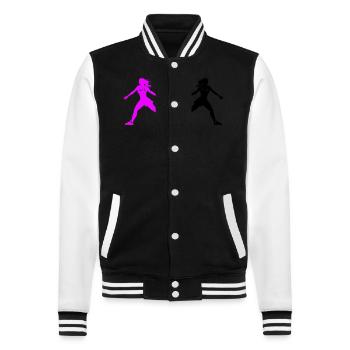 Silhouette de joueur de tennis - Veste Teddy - noir/blanc - Devant - Nik (191cm) & Marisol (170cm)