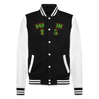 Made in 1996 - College Sweat Jacket - black/white - Front - Nik (191cm) & Marisol (170cm)