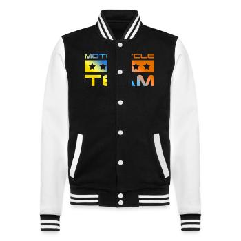 Motorcycle Crew Bunt - College-Sweatjacke - Schwarz/Weiß - Vorne - Nik (191cm) & Marisol (170cm)