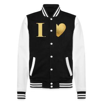 Letter l Golden Heart - College Sweat Jacket - black/white - Front - Nik (191cm) & Marisol (170cm)