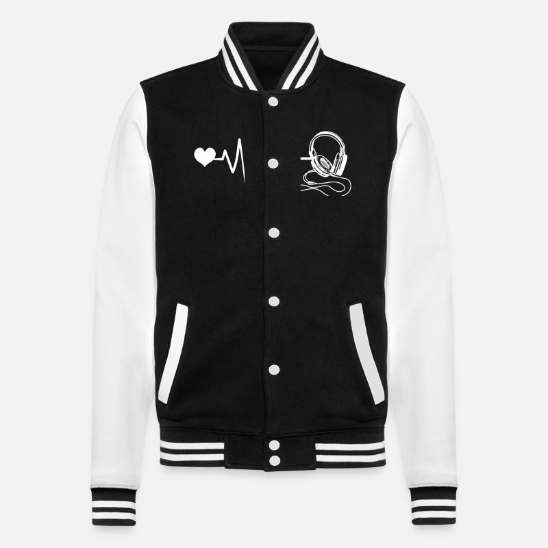 Kopfhörer Puls Herzschlag - College-Sweatjacke - Schwarz/Weiß