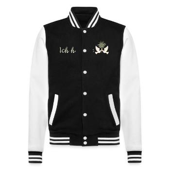 Junggesellinnenabschied - Ich heirate - College-Sweatjacke - Schwarz/Weiß - Vorne - Nik (191cm) & Marisol (170cm)