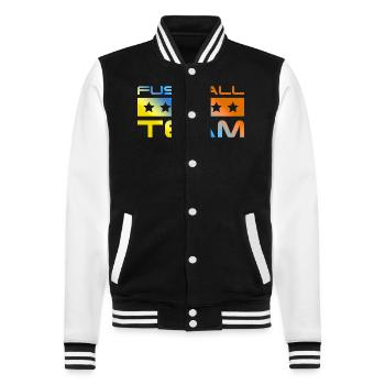 Fussball Crew Bunt - College-Sweatjacke - Schwarz/Weiß - Vorne - Nik (191cm) & Marisol (170cm)
