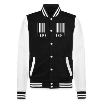 Erzgebirge Strichcode Eppendorf - College-Sweatjacke - Schwarz/Weiß - Vorne - Nik (191cm) & Marisol (170cm)