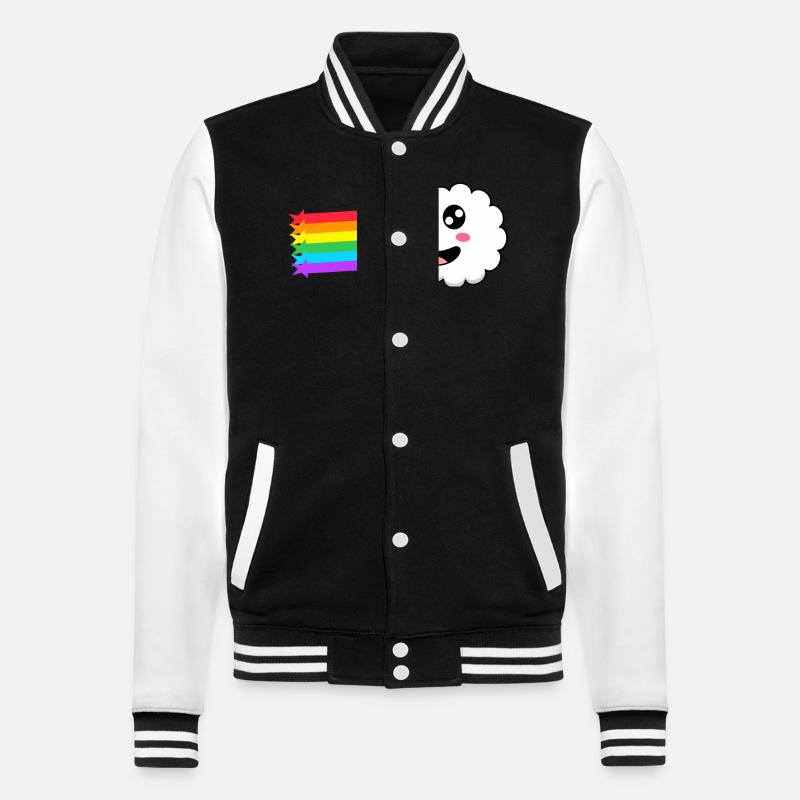 Wolke mit Regenbogen im Schlepptau - College-Sweatjacke - Schwarz/Weiß