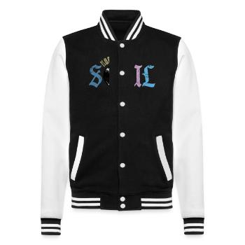 Northern Soul Vintage - College-Sweatjacke - Schwarz/Weiß - Vorne - Nik (191cm) & Marisol (170cm)
