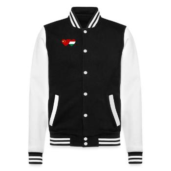 China Hungary Heart Flag - College Sweat Jacket - black/white - Front - Nik (191cm) & Marisol (170cm)