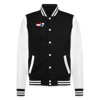 Österreich Finnland Flagge Herz - College-Sweatjacke - Schwarz/Weiß - Vorne - Nik (191cm) & Marisol (170cm)