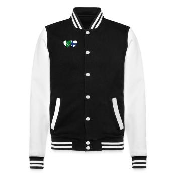 Pakistan Finland Flag Heart - College Sweat Jacket - black/white - Front - Nik (191cm) & Marisol (170cm)