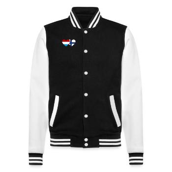 Luxembourg Finlande Drapeau Coeur - Veste Teddy - noir/blanc - Devant - Nik (191cm) & Marisol (170cm)