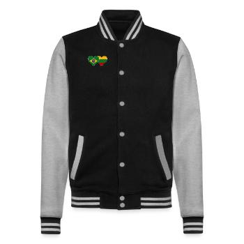 Brasilien Litauen Flagge Herz - College-Sweatjacke - Schwarz/Grau meliert - Vorne - Nik (191cm) & Marisol (170cm)