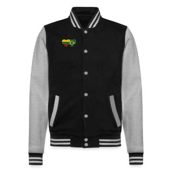 Litauen Brasilien Flagge Herz - College-Sweatjacke - Schwarz/Grau meliert - Vorne - Nik (191cm) & Marisol (170cm)