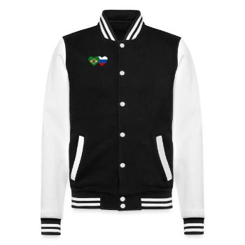 Brazil Russia Flag Heart - College Sweat Jacket - black/white - Front - Nik (191cm) & Marisol (170cm)