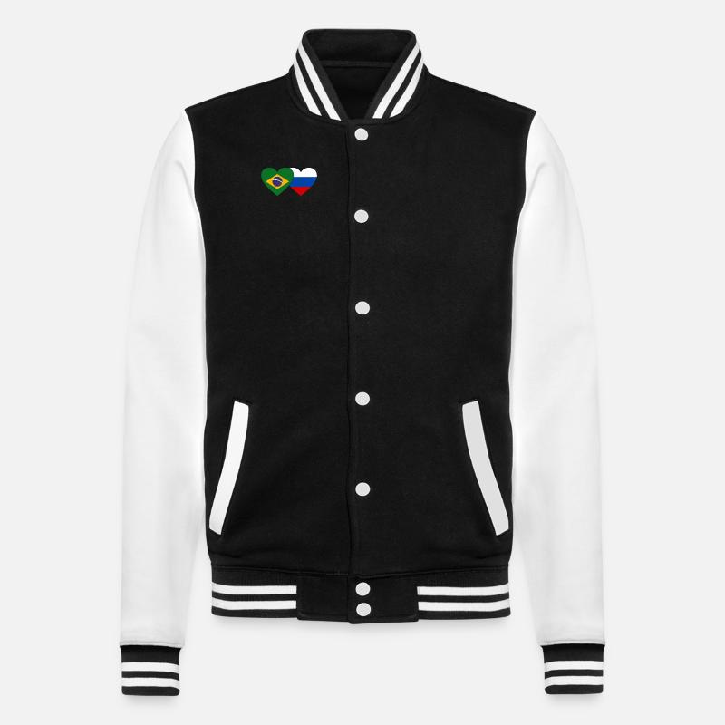 Brésil Russie Flag Coeur - Veste Teddy - noir/blanc