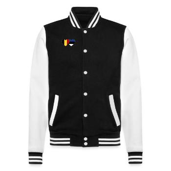 Belgium Estonia Flag Heart - College Sweat Jacket - black/white - Front - Nik (191cm) & Marisol (170cm)