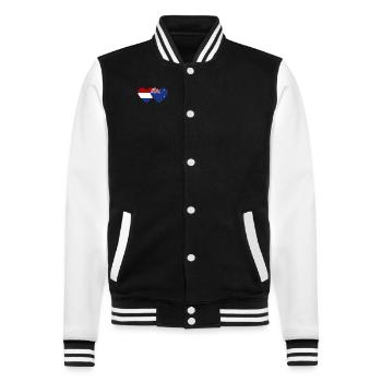 Holland Neuseeland Flagge Herz - College-Sweatjacke - Schwarz/Weiß - Vorne - Nik (191cm) & Marisol (170cm)